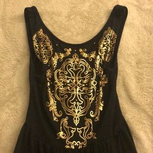 Black Maxi Dress w/ Open Front & Low Back